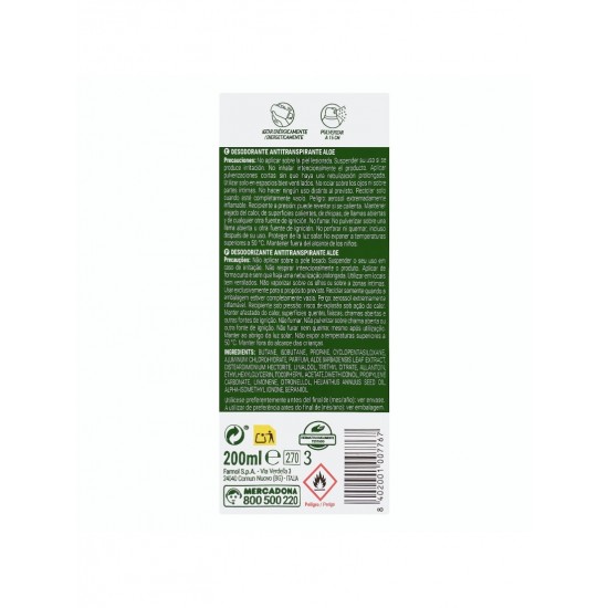 Izsmidzināms dezodorants 48h Aloe Vera 