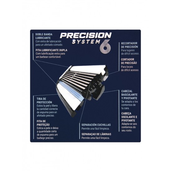 Rezerves kasetes vīriešu skuveklim Precision System 6