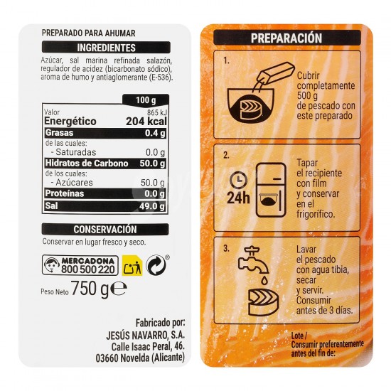 Hacendado — maisījums zivju sālīšanai ar kūpinājuma aromātu